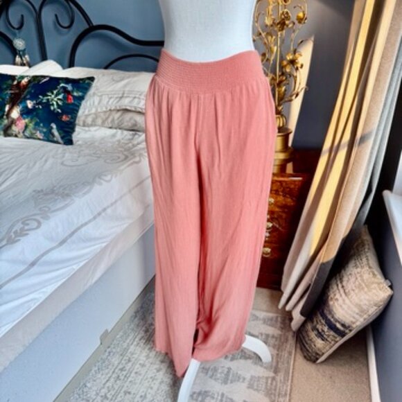 Salmon Pink Wide Leg Pants - Picture 1 of 11
